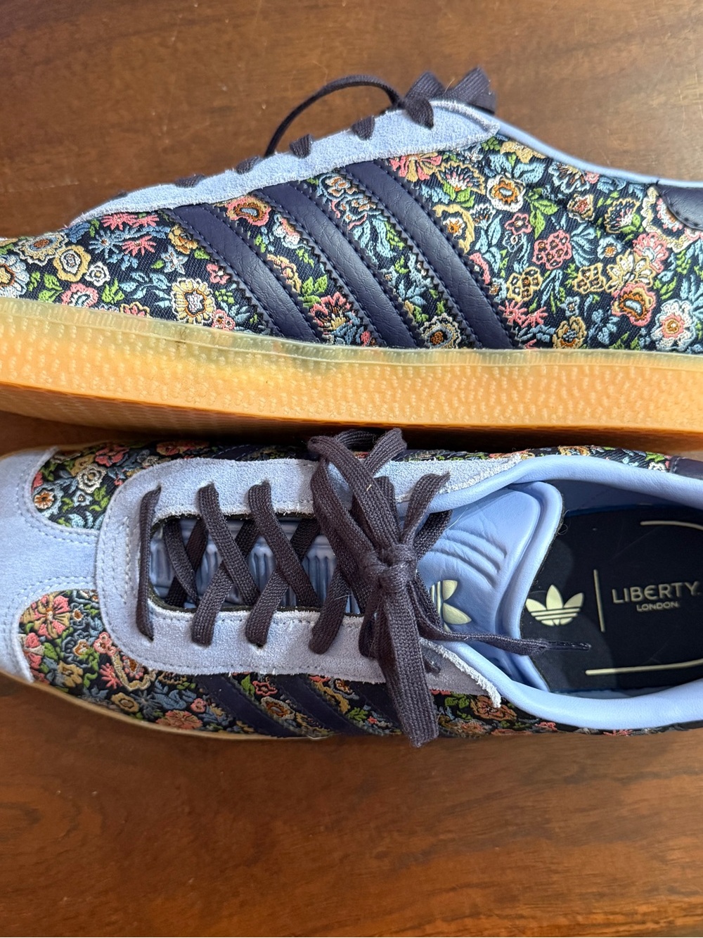 adidas Liberty Floral Gazelle Sneakers - Blue, floral, suede accents